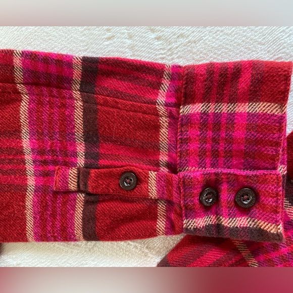 Patagonia Red Pink plaid Fjord Flannel Shirt Size 6 long sleeve Organic cotton - Picture 4 of 13